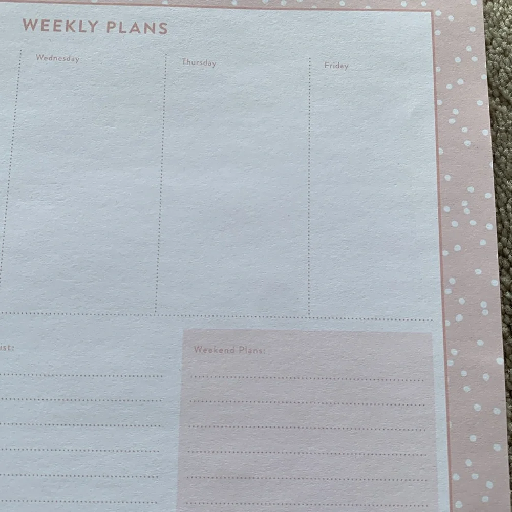 Weekly planner pad soft pink